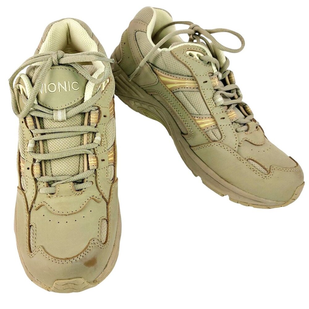 Vionic 9.5W Walker Classic Taupe Shoes Plantar Fasciitis Support Leather